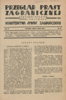 Przegląd Prasy Zagranicznej : codzienny biuletyn Wydziału Prasowego Ministerstwa Spraw Zagranicznych. R.4, nr 57 (9 marca 1929)