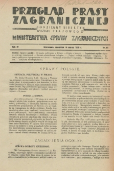 Przegląd Prasy Zagranicznej : codzienny biuletyn Wydziału Prasowego Ministerstwa Spraw Zagranicznych. R.4, nr 61 (14 marca 1929)
