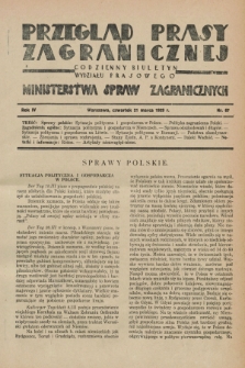 Przegląd Prasy Zagranicznej : codzienny biuletyn Wydziału Prasowego Ministerstwa Spraw Zagranicznych. R.4, nr 67 (21 marca 1929)