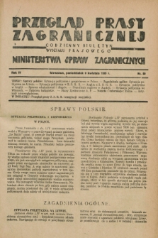 Przegląd Prasy Zagranicznej : codzienny biuletyn Wydziału Prasowego Ministerstwa Spraw Zagranicznych. R.4, nr 80 (8 kwietnia 1929)