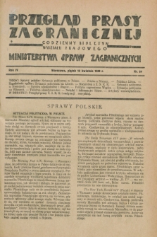 Przegląd Prasy Zagranicznej : codzienny biuletyn Wydziału Prasowego Ministerstwa Spraw Zagranicznych. R.4, nr 84 (12 kwietnia 1929)