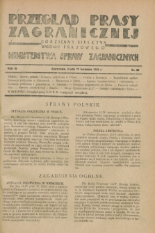 Przegląd Prasy Zagranicznej : codzienny biuletyn Wydziału Prasowego Ministerstwa Spraw Zagranicznych. R.4, nr 88 (17 kwietnia 1929)