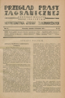 Przegląd Prasy Zagranicznej : codzienny biuletyn Wydziału Prasowego Ministerstwa Spraw Zagranicznych. R.4, nr 89 (18 kwietnia 1929)