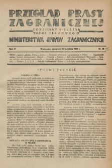 Przegląd Prasy Zagranicznej : codzienny biuletyn Wydziału Prasowego Ministerstwa Spraw Zagranicznych. R.4, nr 95 (25 kwietnia 1929)