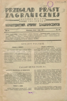 Przegląd Prasy Zagranicznej : codzienny biuletyn Wydziału Prasowego Ministerstwa Spraw Zagranicznych. R.4, nr 100 (1 maja 1929)
