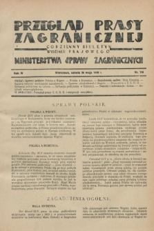 Przegląd Prasy Zagranicznej : codzienny biuletyn Wydziału Prasowego Ministerstwa Spraw Zagranicznych. R.4, nr 118 (25 maja 1929)