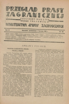Przegląd Prasy Zagranicznej : codzienny biuletyn Wydziału Prasowego Ministerstwa Spraw Zagranicznych. R.4, nr 124 (3 czerwca 1929)
