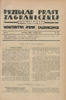 Przegląd Prasy Zagranicznej : codzienny biuletyn Wydziału Prasowego Ministerstwa Spraw Zagranicznych. R.4, nr 128 (7 czerwca 1929)