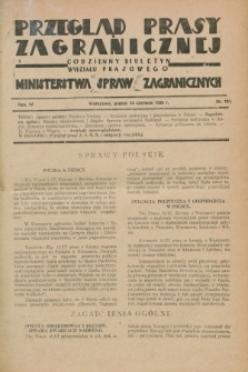 Przegląd Prasy Zagranicznej : codzienny biuletyn Wydziału Prasowego Ministerstwa Spraw Zagranicznych. R.4, nr 134 (14 czerwca 1929)