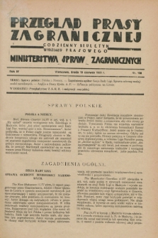 Przegląd Prasy Zagranicznej : codzienny biuletyn Wydziału Prasowego Ministerstwa Spraw Zagranicznych. R.4, nr 138 (19 czerwca 1929)