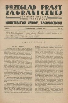 Przegląd Prasy Zagranicznej : codzienny biuletyn Wydziału Prasowego Ministerstwa Spraw Zagranicznych. R.4, nr 140 (21 czerwca 1929)
