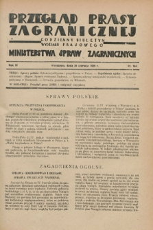Przegląd Prasy Zagranicznej : codzienny biuletyn Wydziału Prasowego Ministerstwa Spraw Zagranicznych. R.4, nr 144 (26 czerwca 1929)
