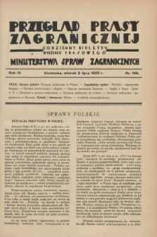 Przegląd Prasy Zagranicznej : codzienny biuletyn Wydziału Prasowego Ministerstwa Spraw Zagranicznych. R.4, nr 148 (2 lipca 1929)