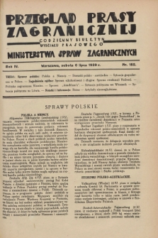 Przegląd Prasy Zagranicznej : codzienny biuletyn Wydziału Prasowego Ministerstwa Spraw Zagranicznych. R.4, nr 152 (6 lipca 1929)