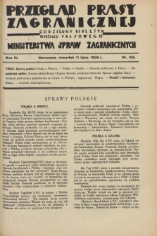 Przegląd Prasy Zagranicznej : codzienny biuletyn Wydziału Prasowego Ministerstwa Spraw Zagranicznych. R.4, nr 156 (11 lipca 1929)