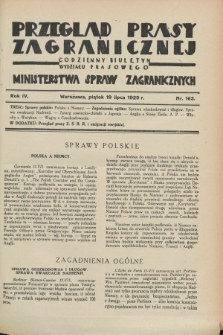 Przegląd Prasy Zagranicznej : codzienny biuletyn Wydziału Prasowego Ministerstwa Spraw Zagranicznych. R.4, nr 163 (19 lipca 1929)