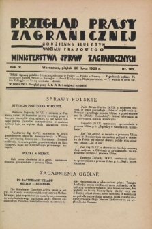 Przegląd Prasy Zagranicznej : codzienny biuletyn Wydziału Prasowego Ministerstwa Spraw Zagranicznych. R.4, nr 169 (26 lipca 1929)
