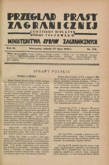 Przegląd Prasy Zagranicznej : codzienny biuletyn Wydziału Prasowego Ministerstwa Spraw Zagranicznych. R.4, nr 170 (27 lipca 1929)