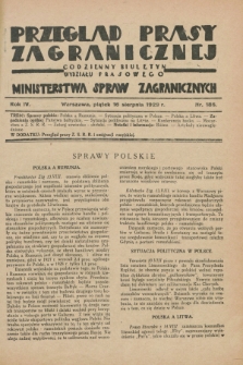 Przegląd Prasy Zagranicznej : codzienny biuletyn Wydziału Prasowego Ministerstwa Spraw Zagranicznych. R.4, nr 186 (16 sierpnia 1929)