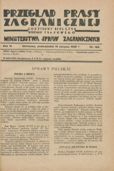 Przegląd Prasy Zagranicznej : codzienny biuletyn Wydziału Prasowego Ministerstwa Spraw Zagranicznych. R.4, nr 188 (19 sierpnia 1929)
