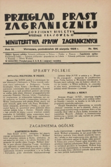 Przegląd Prasy Zagranicznej : codzienny biuletyn Wydziału Prasowego Ministerstwa Spraw Zagranicznych. R.4, nr 194 (26 sierpnia 1929)