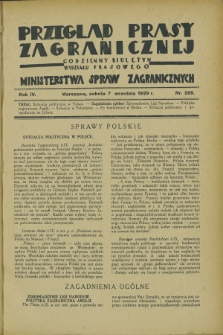 Przegląd Prasy Zagranicznej : codzienny biuletyn Wydziału Prasowego Ministerstwa Spraw Zagranicznych. R.4, nr 205 (7 września 1929)