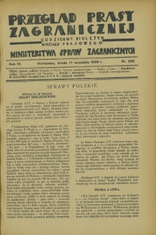 Przegląd Prasy Zagranicznej : codzienny biuletyn Wydziału Prasowego Ministerstwa Spraw Zagranicznych. R.4, nr 208 (11 września 1929)