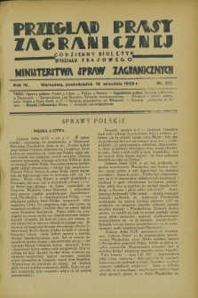 Przegląd Prasy Zagranicznej : codzienny biuletyn Wydziału Prasowego Ministerstwa Spraw Zagranicznych. R.4, nr 212 (16 września 1929)