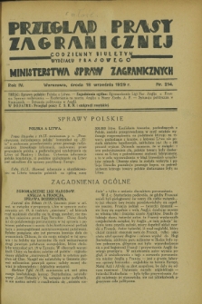 Przegląd Prasy Zagranicznej : codzienny biuletyn Wydziału Prasowego Ministerstwa Spraw Zagranicznych. R.4, nr 214 (18 września 1929)