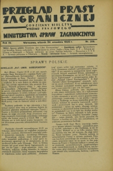 Przegląd Prasy Zagranicznej : codzienny biuletyn Wydziału Prasowego Ministerstwa Spraw Zagranicznych. R.4, nr 219 (24 września 1929)
