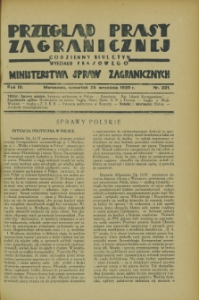 Przegląd Prasy Zagranicznej : codzienny biuletyn Wydziału Prasowego Ministerstwa Spraw Zagranicznych. R.4, nr 221 (26 września 1929)