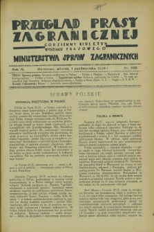 Przegląd Prasy Zagranicznej : codzienny biuletyn Wydziału Prasowego Ministerstwa Spraw Zagranicznych. R.4, nr 225 (1 października 1929)