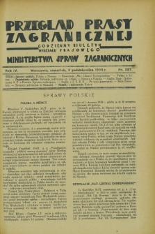 Przegląd Prasy Zagranicznej : codzienny biuletyn Wydziału Prasowego Ministerstwa Spraw Zagranicznych. R.4, nr 227 (3 października 1929)