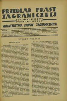 Przegląd Prasy Zagranicznej : codzienny biuletyn Wydziału Prasowego Ministerstwa Spraw Zagranicznych. R.4, nr 236 (14 października 1929)