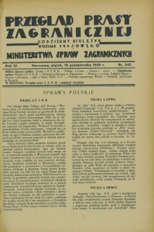 Przegląd Prasy Zagranicznej : codzienny biuletyn Wydziału Prasowego Ministerstwa Spraw Zagranicznych. R.4, nr 240 (18 października 1929)