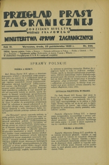 Przegląd Prasy Zagranicznej : codzienny biuletyn Wydziału Prasowego Ministerstwa Spraw Zagranicznych. R.4, nr 244 (23 października 1929)