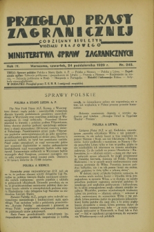 Przegląd Prasy Zagranicznej : codzienny biuletyn Wydziału Prasowego Ministerstwa Spraw Zagranicznych. R.4, nr 245 (24 października 1929)