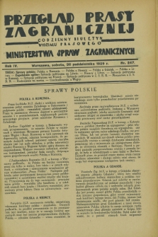 Przegląd Prasy Zagranicznej : codzienny biuletyn Wydziału Prasowego Ministerstwa Spraw Zagranicznych. R.4, nr 247 (26 października 1929)