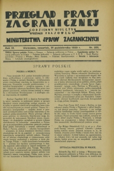 Przegląd Prasy Zagranicznej : codzienny biuletyn Wydziału Prasowego Ministerstwa Spraw Zagranicznych. R.4, nr 251 (31 października 1929)