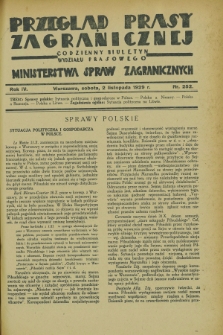 Przegląd Prasy Zagranicznej : codzienny biuletyn Wydziału Prasowego Ministerstwa Spraw Zagranicznych. R.4, nr 252 (2 listopada 1929)