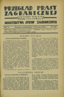 Przegląd Prasy Zagranicznej : codzienny biuletyn Wydziału Prasowego Ministerstwa Spraw Zagranicznych. R.4, nr 253 (4 listopada 1929)