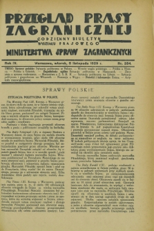 Przegląd Prasy Zagranicznej : codzienny biuletyn Wydziału Prasowego Ministerstwa Spraw Zagranicznych. R.4, nr 254 (5 listopada 1929)