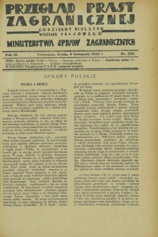 Przegląd Prasy Zagranicznej : codzienny biuletyn Wydziału Prasowego Ministerstwa Spraw Zagranicznych. R.4, nr 255 (6 listopada 1929)