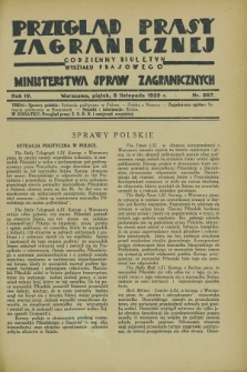 Przegląd Prasy Zagranicznej : codzienny biuletyn Wydziału Prasowego Ministerstwa Spraw Zagranicznych. R.4, nr 257 (8 listopada 1929)