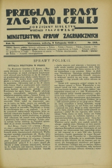 Przegląd Prasy Zagranicznej : codzienny biuletyn Wydziału Prasowego Ministerstwa Spraw Zagranicznych. R.4, nr 258 (9 listopada 1929)