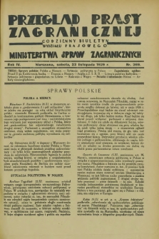 Przegląd Prasy Zagranicznej : codzienny biuletyn Wydziału Prasowego Ministerstwa Spraw Zagranicznych. R.4, nr 269 (23 listopada 1929)