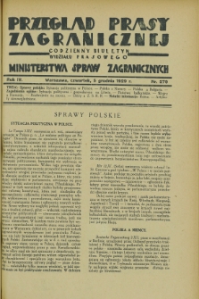 Przegląd Prasy Zagranicznej : codzienny biuletyn Wydziału Prasowego Ministerstwa Spraw Zagranicznych. R.4, nr 279 (5 grudnia 1929)