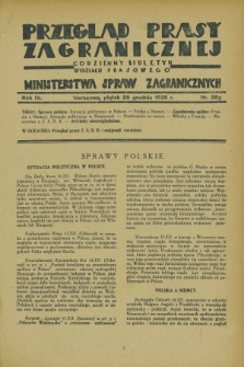 Przegląd Prasy Zagranicznej : codzienny biuletyn Wydziału Prasowego Ministerstwa Spraw Zagranicznych. R.4, nr 292 (20 grudnia 1929)