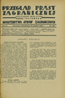 Przegląd Prasy Zagranicznej : codzienny biuletyn Wydziału Prasowego Ministerstwa Spraw Zagranicznych. R.4, nr 297 (30 grudnia 1929)