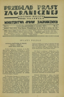 Przegląd Prasy Zagranicznej : codzienny biuletyn Wydziału Prasowego Ministerstwa Spraw Zagranicznych. R.6, nr 3 (5 stycznia 1931)